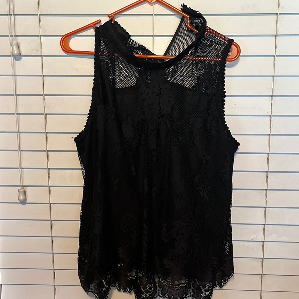 Black lace with sheer black under